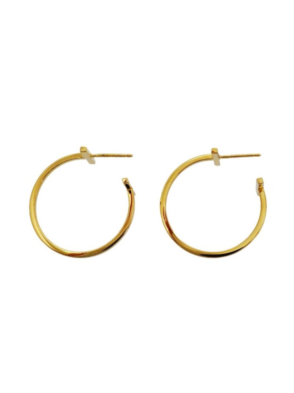 Tiffany & Co Earrings T Wire Hoop Medium 18k Yellow Gold